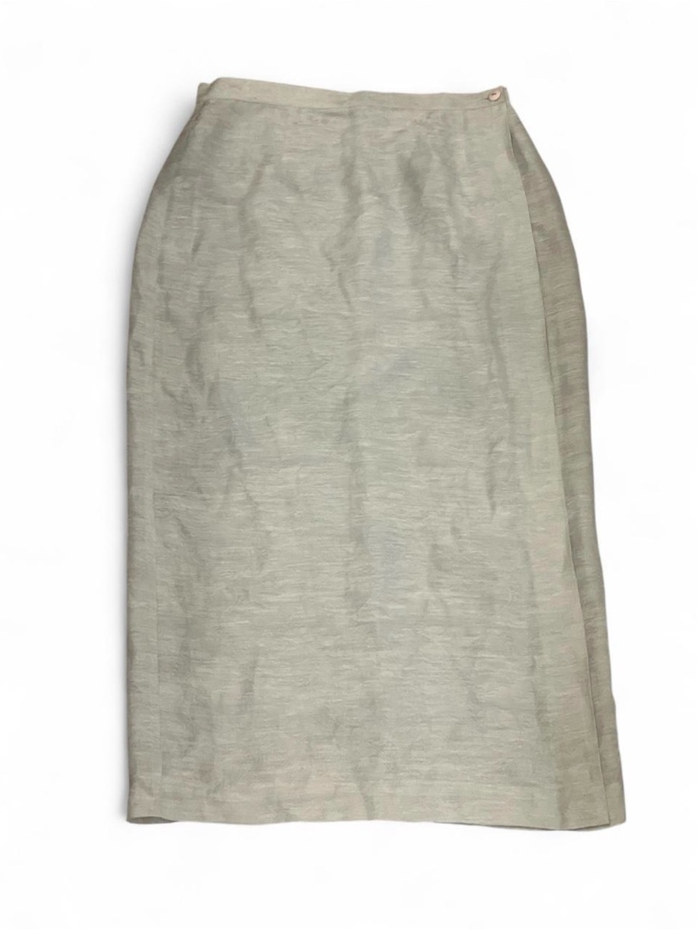 Talbots Sage Green Midi Wrap Skirt Silk Linen Blend Vintage 90s Professional